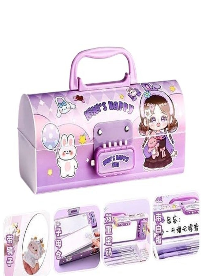 Dec Kitchenpro Pen & Pencil Box for Girls Suitcase Style Password Lock Pencil Case, Multi-Layer Pencil Box for Kids, Boys, Girls, Geometry Box - Image 1